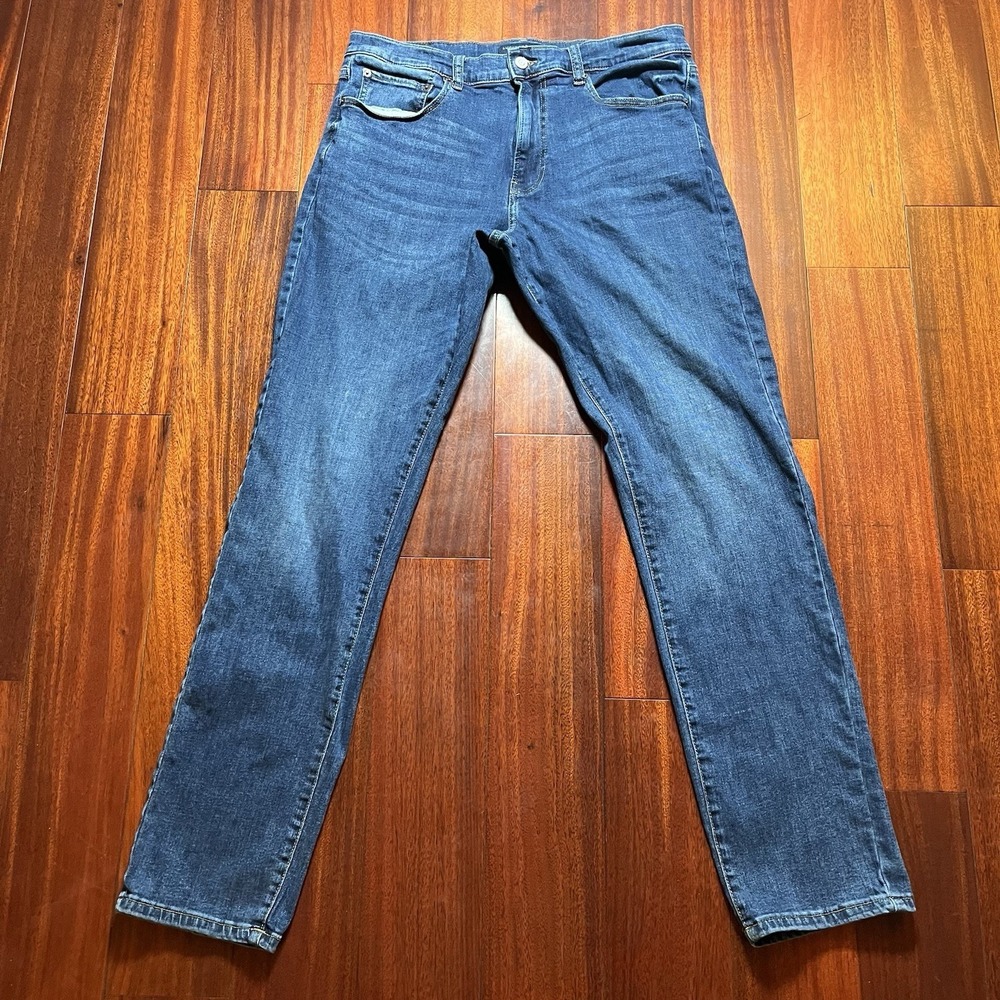 LUCKY BRAND Jeans Men 34x34 410 Athletic Slim Blue Medium Wash Fade Workwear *